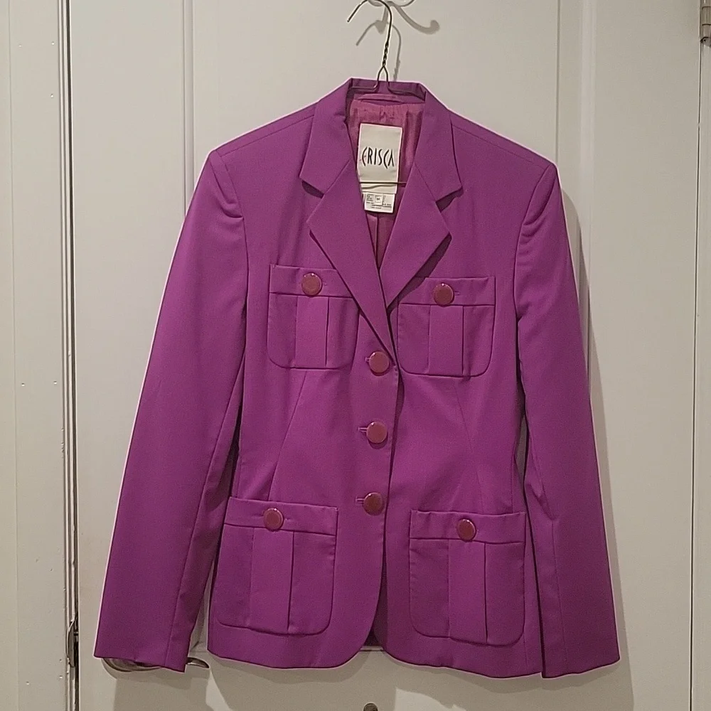 Vintage ESCADA by CRISCA fitted blazer, purple/fuscia color - Picture 1 of 8